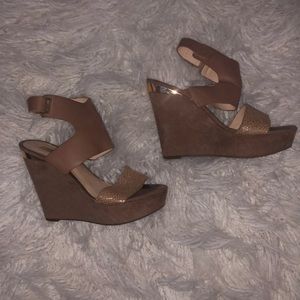 Wedge Beige + Gold Heels